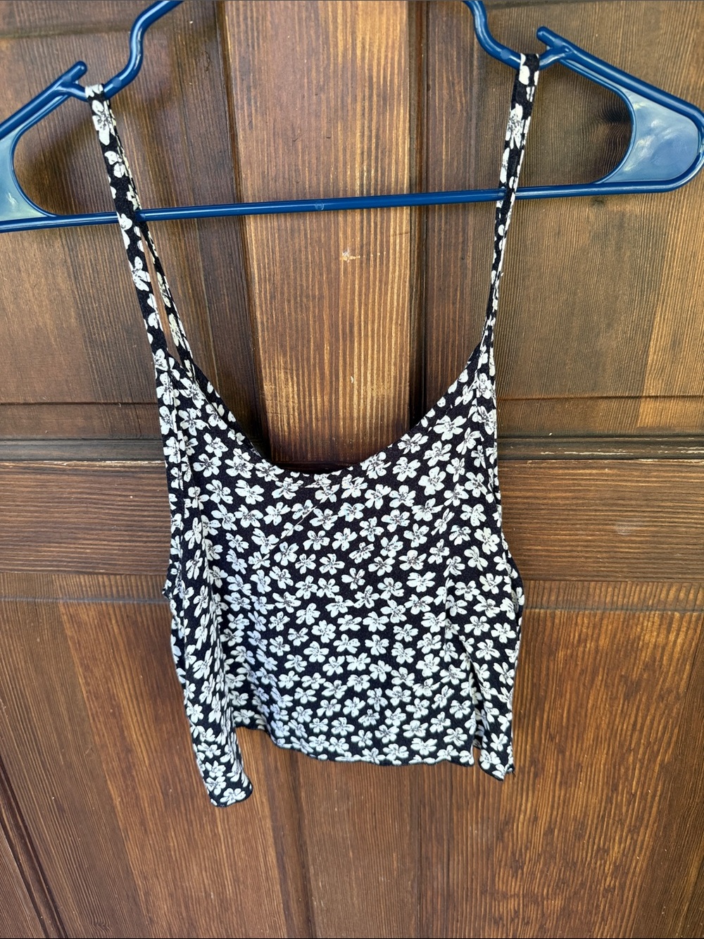 Brandy Melville Floral Print Spaghetti Strap Tank Top - Black/White